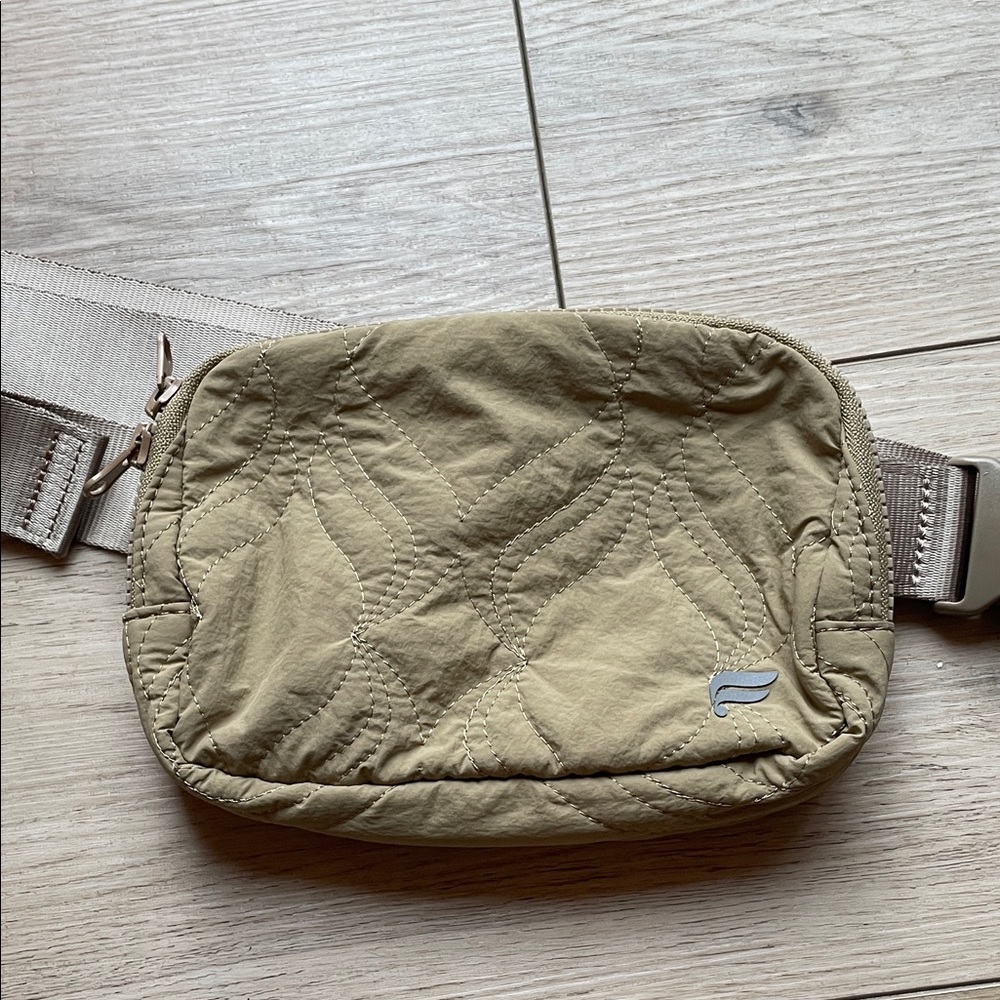 Stylish Tan Quilted Fabletics Belt Bag